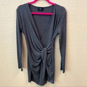 Gray ribbed wrap dress